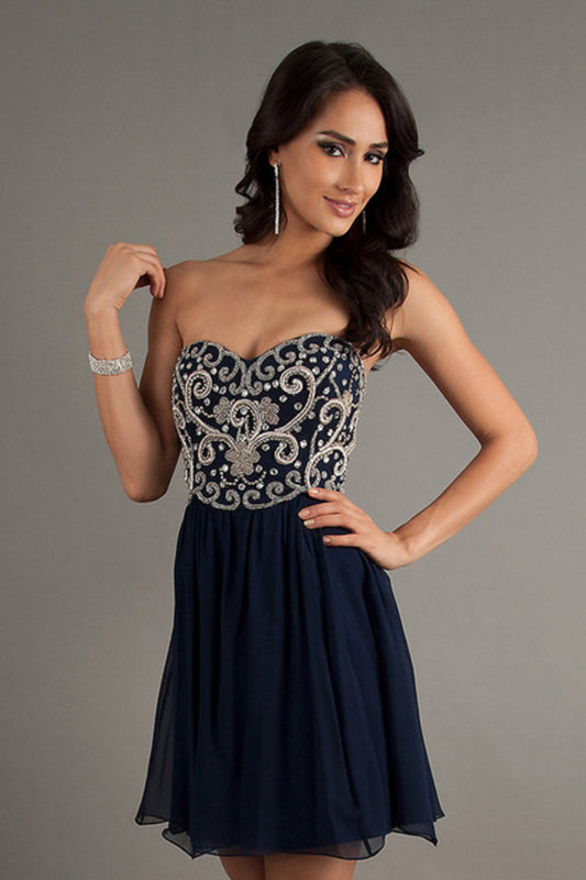 2024 Homecoming Dresses A Line Short/Mini Sweetheart Chiffon With Beads&Sequins