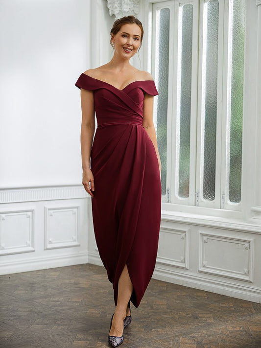 Janae Sheath/Column Stretch Crepe Ruched Off-the-Shoulder Sleeveless Floor-Length Mother of the Bride Dresses DTP0020245