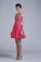2024 Halter A Line Sexy And Cute Homecoming Dress Short/Mini Chiffon&Tulle Beaded