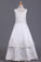 2022 Flower Girl Dresses A Line Straps Ankle Length Satin With Bowknot & Applique