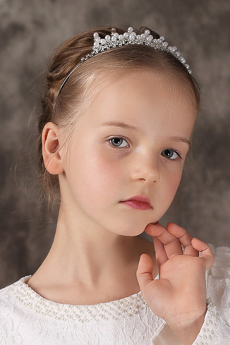 Beautiful Flower Girl Alloy Tiaras With Pearl