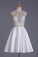 2022 New Arrival Scoop Beaded Bodice Homecoming Dresses A Line Satin