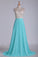 2022 V Neck Beaded Bodice A Line Prom Dresses Chiffon & Tulle Sweep Train