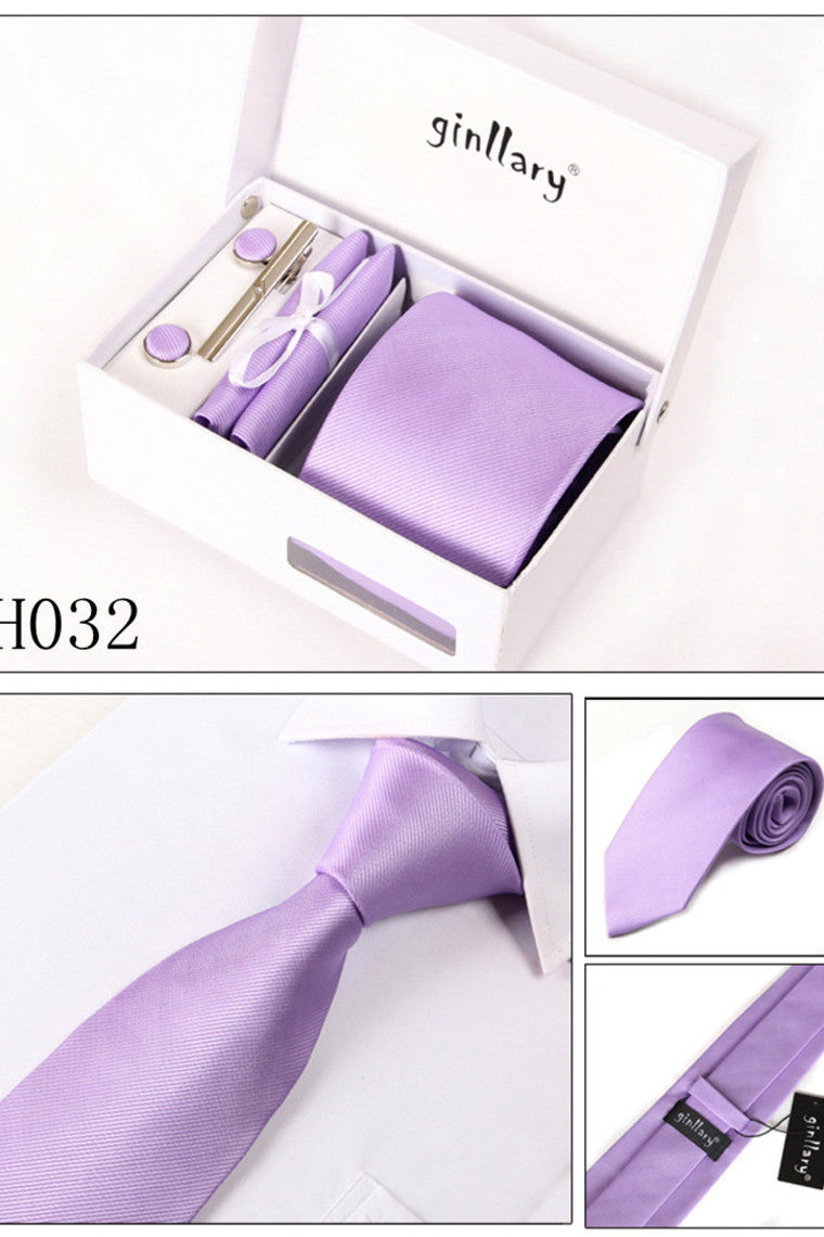 Lilac Tie Set Cuff Links 4 Pieces Many Colors #H032