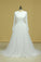 2022 Plus Size Long Sleeves Wedding Dresses Scoop A Line Tulle & Lace Sweep Train