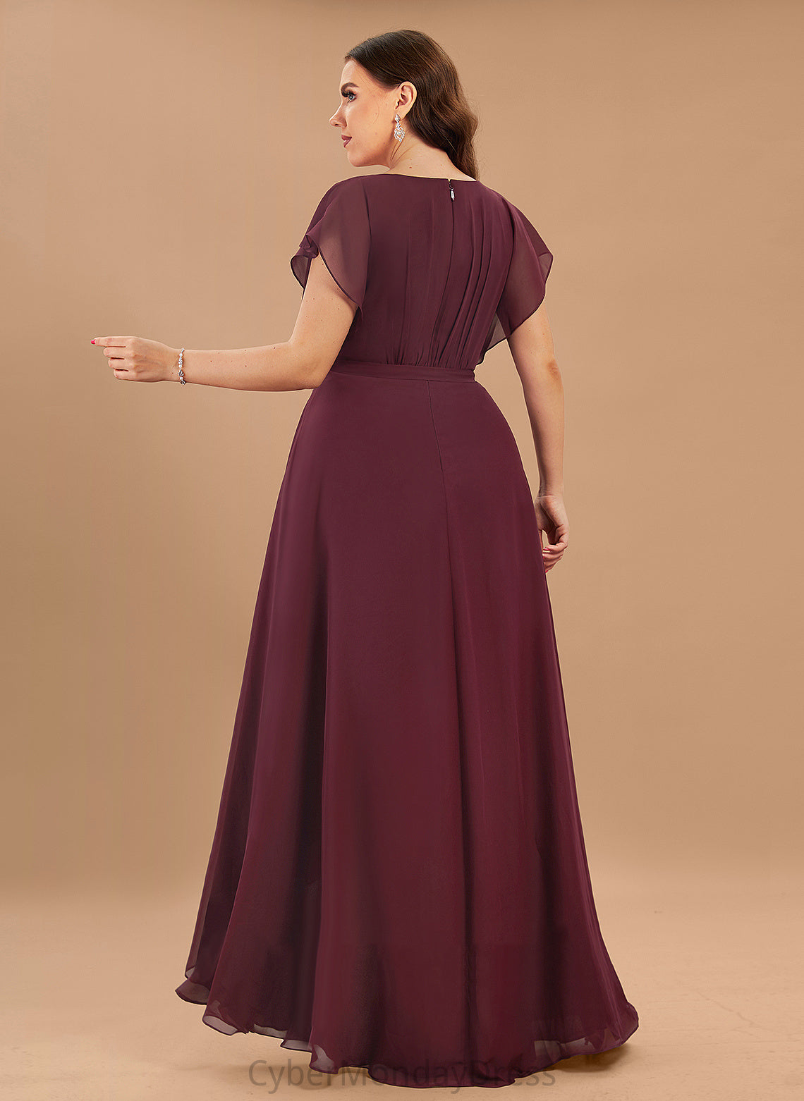 Fabric Neckline Silhouette Ruffle Length Asymmetrical ScoopNeck A-Line Embellishment Mara Sleeveless A-Line/Princess Bridesmaid Dresses