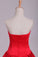 2024 Red Asymmetrical Prom Dresses V Neck Satin Red