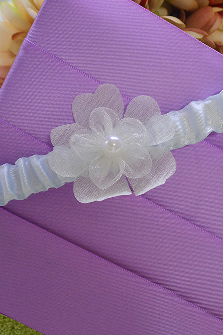 Lovely Satin With Pearl Wedding Garters