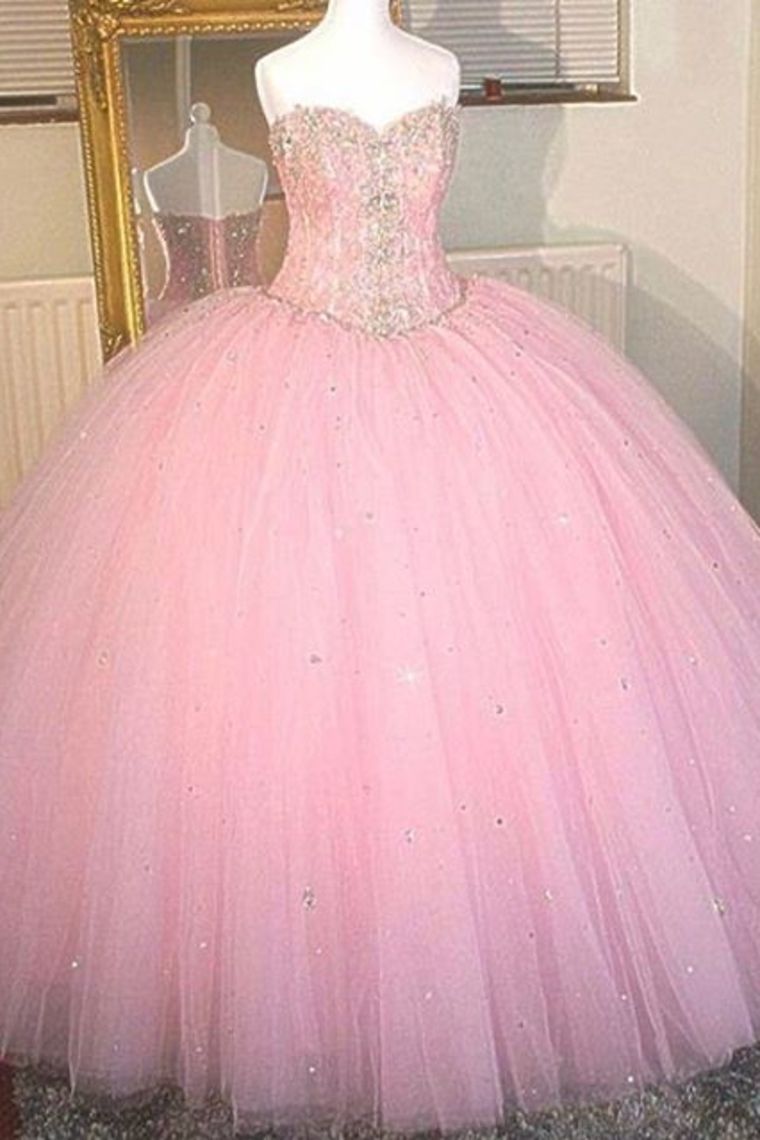 2024 New Arrival Sweetheart Tulle With Applique And Beads Quinceanera Dresses Floor Length