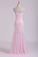 2022 Sweetheart Mermaid Ruffled Bodice Prom Dresses With Rhinestone&Applique Floor Length