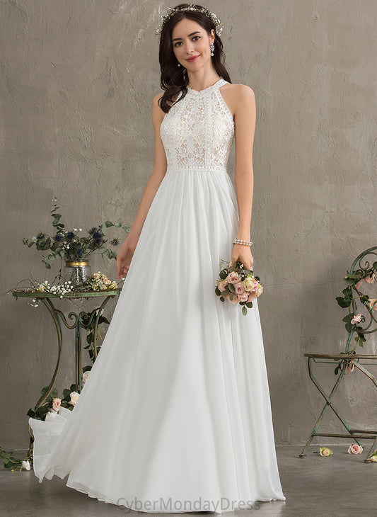 Wedding Dresses A-Line Chiffon Dress Wedding Floor-Length Lace Fatima