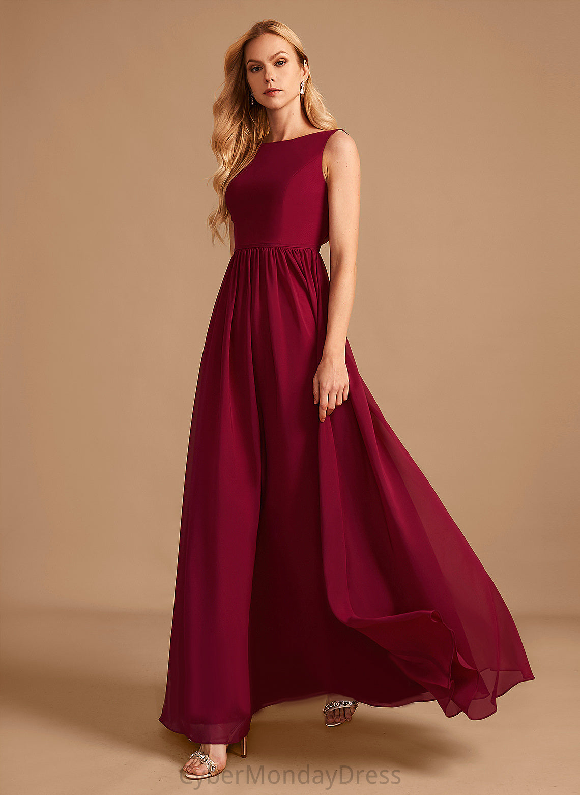 Silhouette HighNeck Neckline Length Floor-Length A-Line Embellishment Bow(s) Fabric Eliza Bridesmaid Dresses