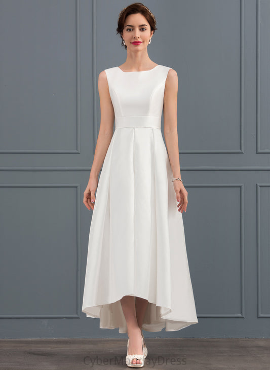 Wedding Dress Satin A-Line Wedding Dresses Asymmetrical Square Maisie