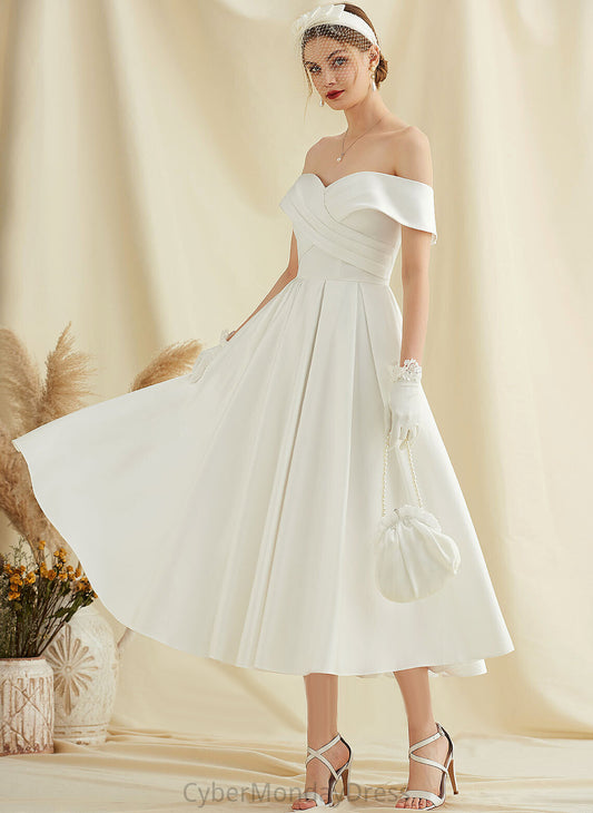 A-Line Wedding Dresses Dress Satin Erin Tea-Length Wedding
