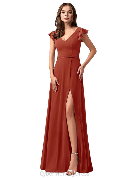 Elena Spaghetti Staps Sleeveless Floor Length A-Line/Princess Natural Waist Bridesmaid Dresses