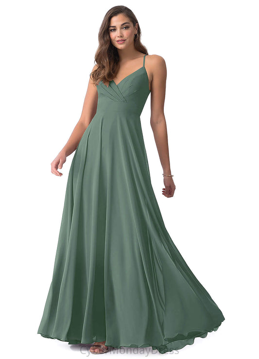 Rory A-Line/Princess Natural Waist Spaghetti Staps Sleeveless Floor Length Bridesmaid Dresses