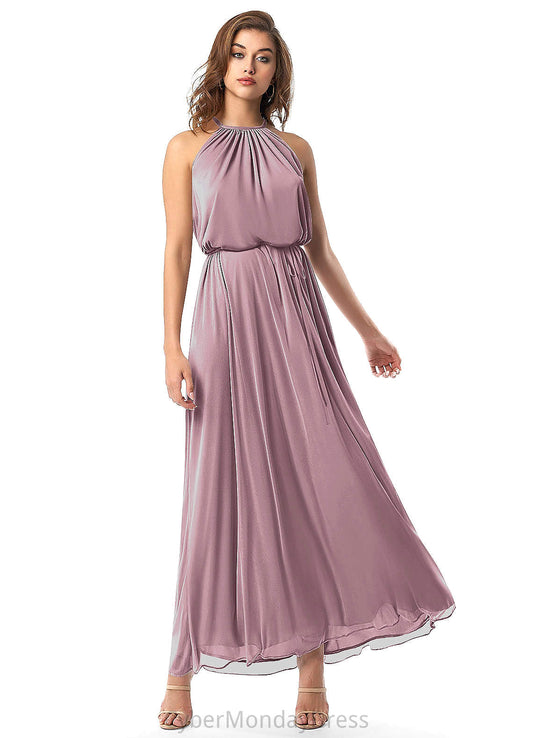 Karla A-Line/Princess Sleeveless Floor Length Natural Waist Scoop Bridesmaid Dresses
