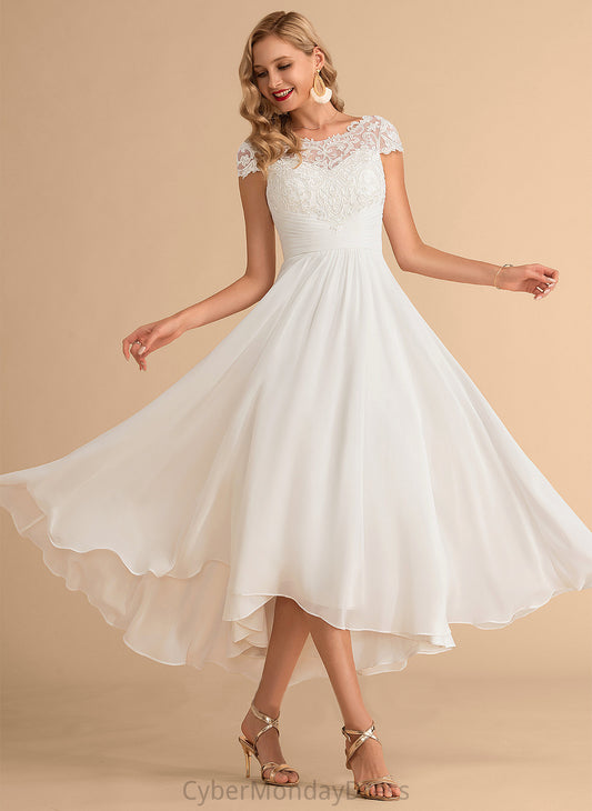 Scoop Lace Asymmetrical Wedding Harriet A-Line Chiffon Wedding Dresses Dress