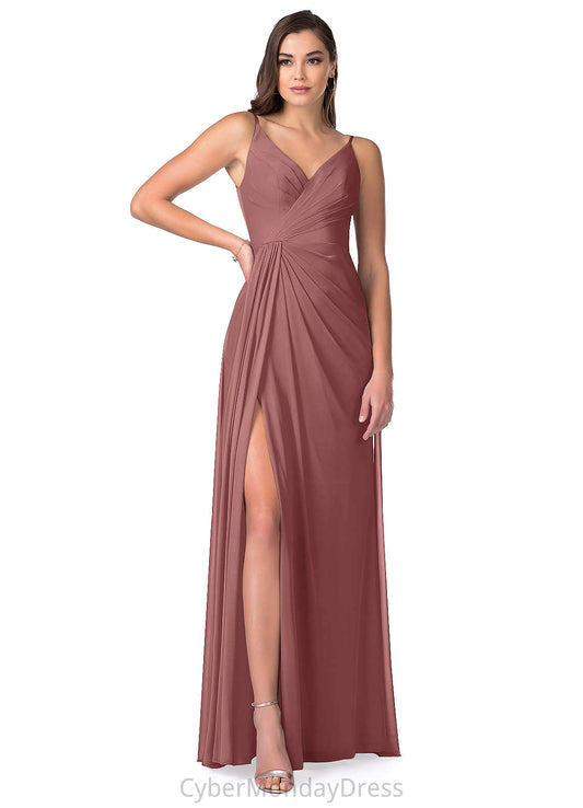 Brynlee Natural Waist Floor Length Sleeveless V-Neck A-Line/Princess Bridesmaid Dresses