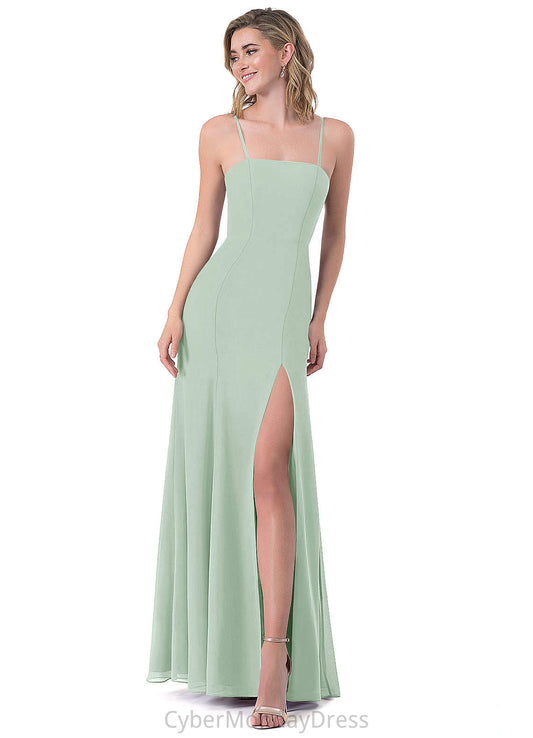 Gina A-Line/Princess Sleeveless Spaghetti Staps Floor Length Natural Waist Bridesmaid Dresses