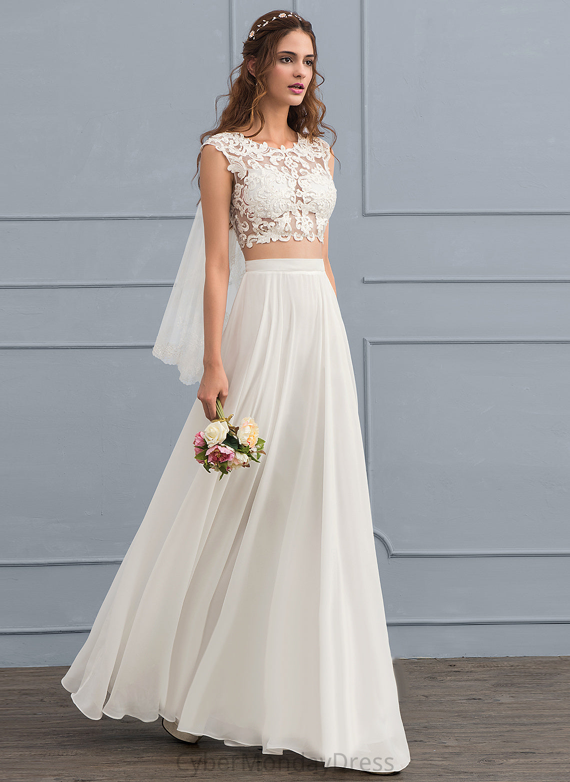 Lace A-Line Wedding Chiffon Beading Floor-Length Sequins With Danielle Wedding Dresses Dress