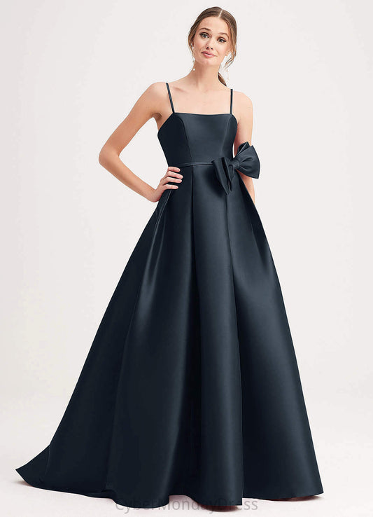 Haylie A-Line/Princess Spaghetti Staps Floor Length Sleeveless Natural Waist Bridesmaid Dresses