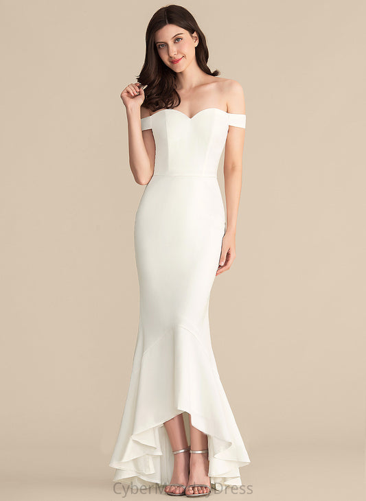 Wedding Dresses Trumpet/Mermaid Dress Asymmetrical With Cascading Ruffles Marley Off-the-Shoulder Wedding