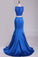2024 Two Pieces Mermaid Bateau Prom Dresses With Beading Satin & Lace
