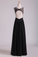 2024 Scoop Prom Dresses A-Line Beaded Tulle Bodice Pick Up Long Chiffon Skirt