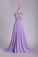 2022 See-Through Scoop A Line Sweep Train Prom Dresses With Applique And Slit