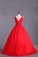 2022 Deep V Neckline Prom Dress Organza Floor Length Backless Sexy Red