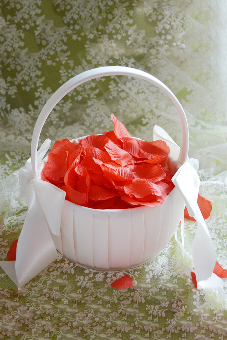 Classic Flower Basket In Satin With Bow