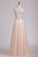 2022 Beaded Bodice V Neck Backless A Line/Princess Prom Dress With Tulle Skirt