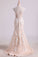 2024 V Neck Prom Dresses Cap Sleeves Sweep Train With White Applique Open Back