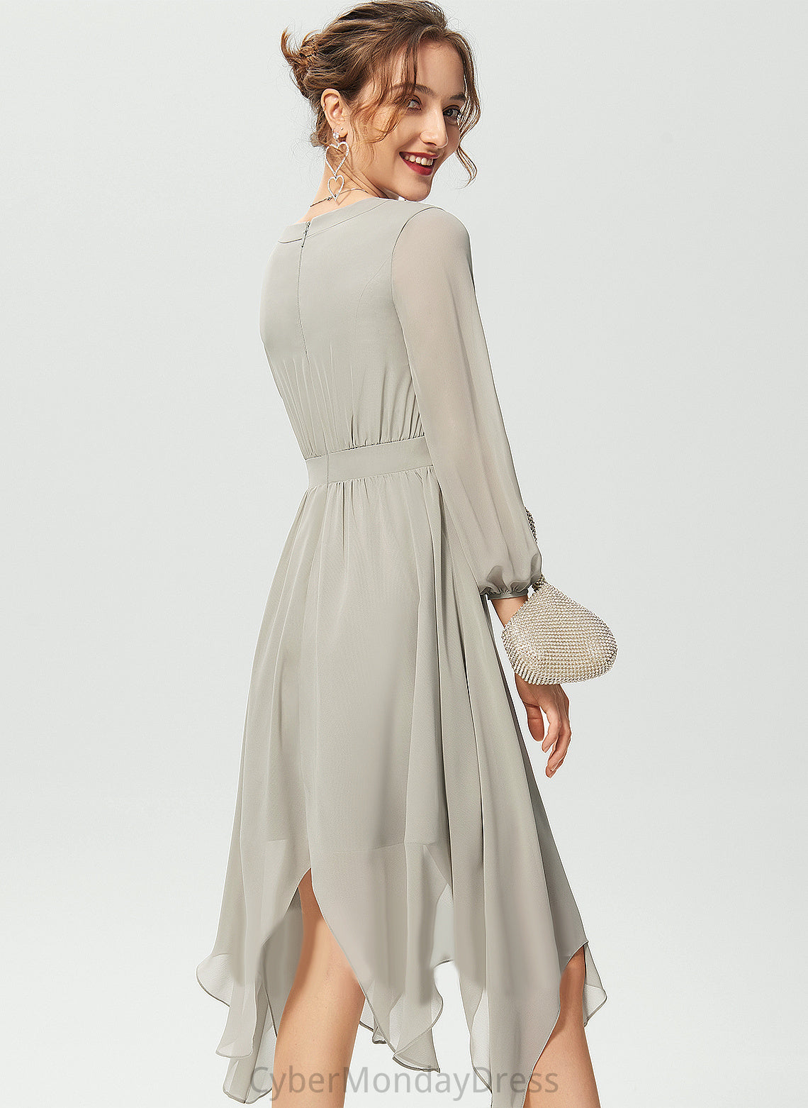 A-Line With Chiffon V-neck Cocktail Cocktail Dresses Kim Asymmetrical Ruffle Dress