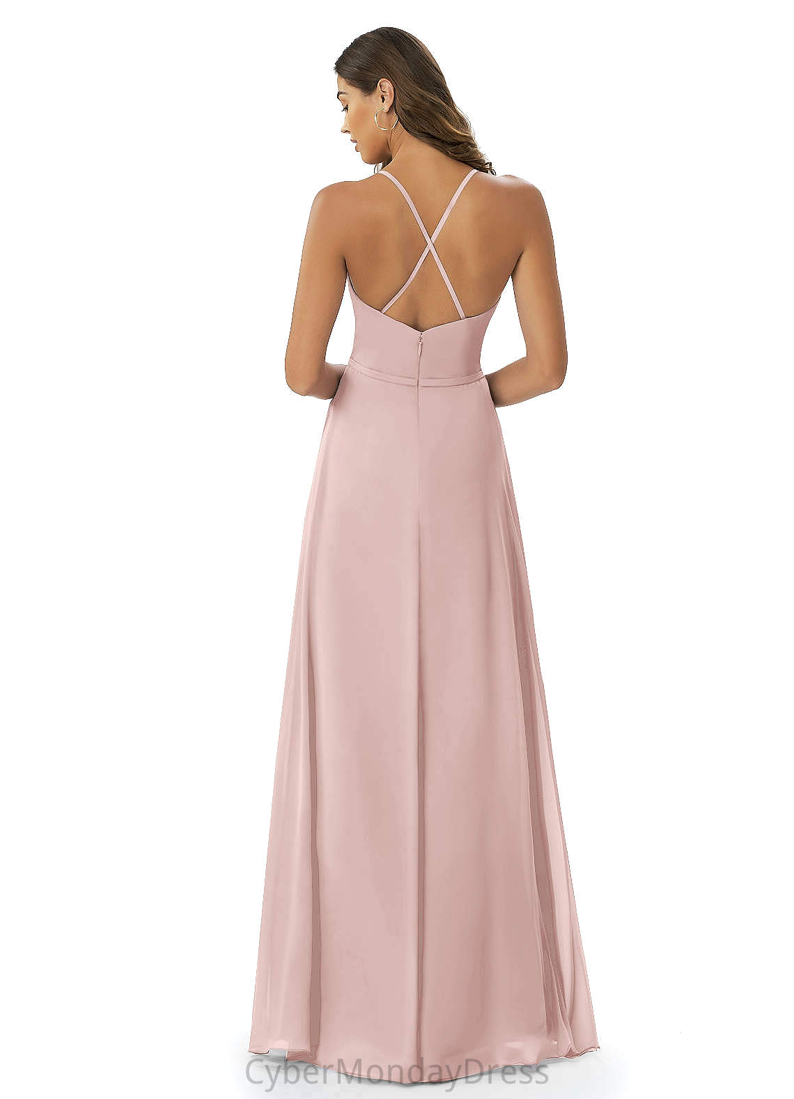 Mireya Sleeveless Natural Waist A-Line/Princess Floor Length Spaghetti Staps Bridesmaid Dresses