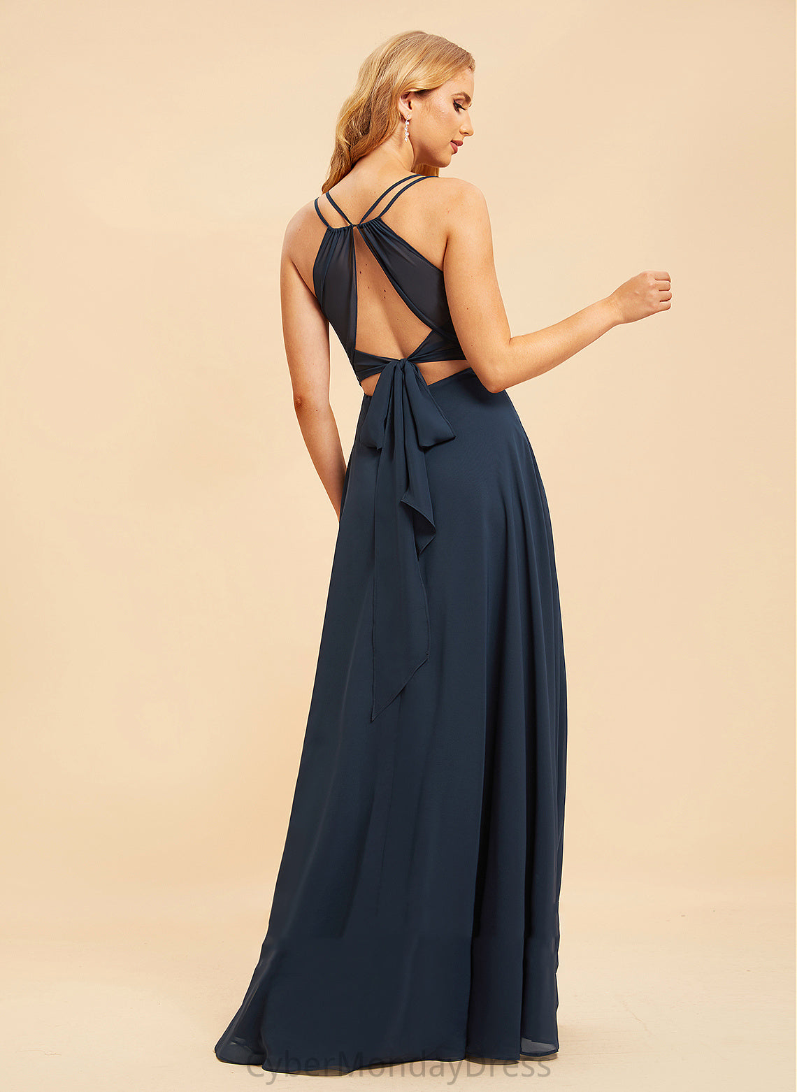 Silhouette Neckline Floor-Length Embellishment Fabric A-Line V-neck Length Ruffle Hallie Bridesmaid Dresses