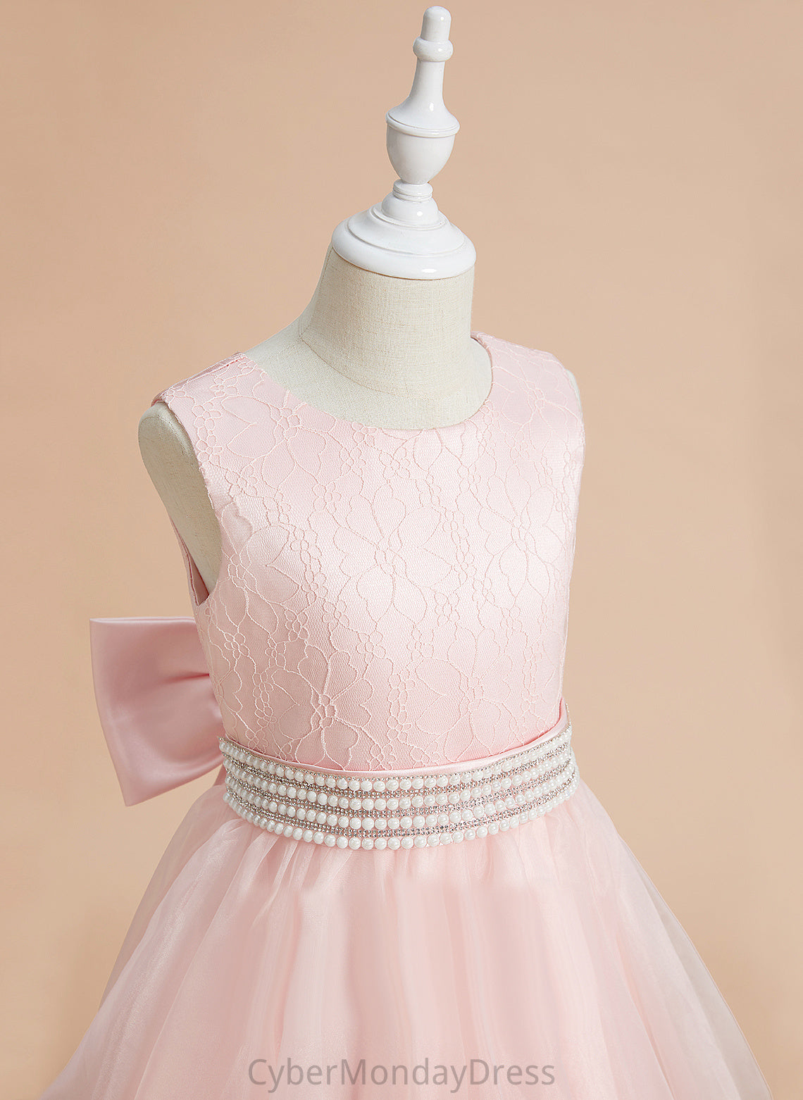 Beading/Bow(s) Dress Flower Girl Dresses Quintina Ankle-length Organza/Lace Ball-Gown/Princess Neck Flower - Girl Sleeveless Scoop With