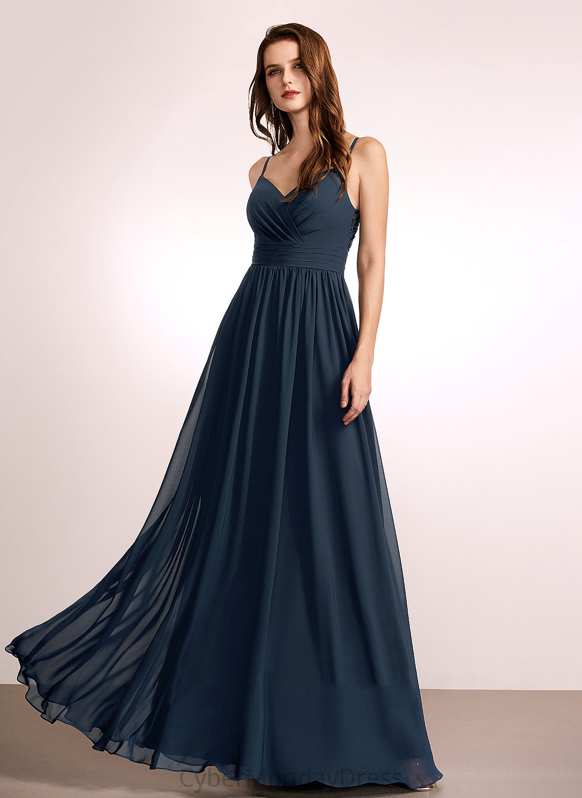 Lace V-neck Neckline Silhouette Fabric Length A-Line Floor-Length Embellishment Carla V-Neck Natural Waist Bridesmaid Dresses