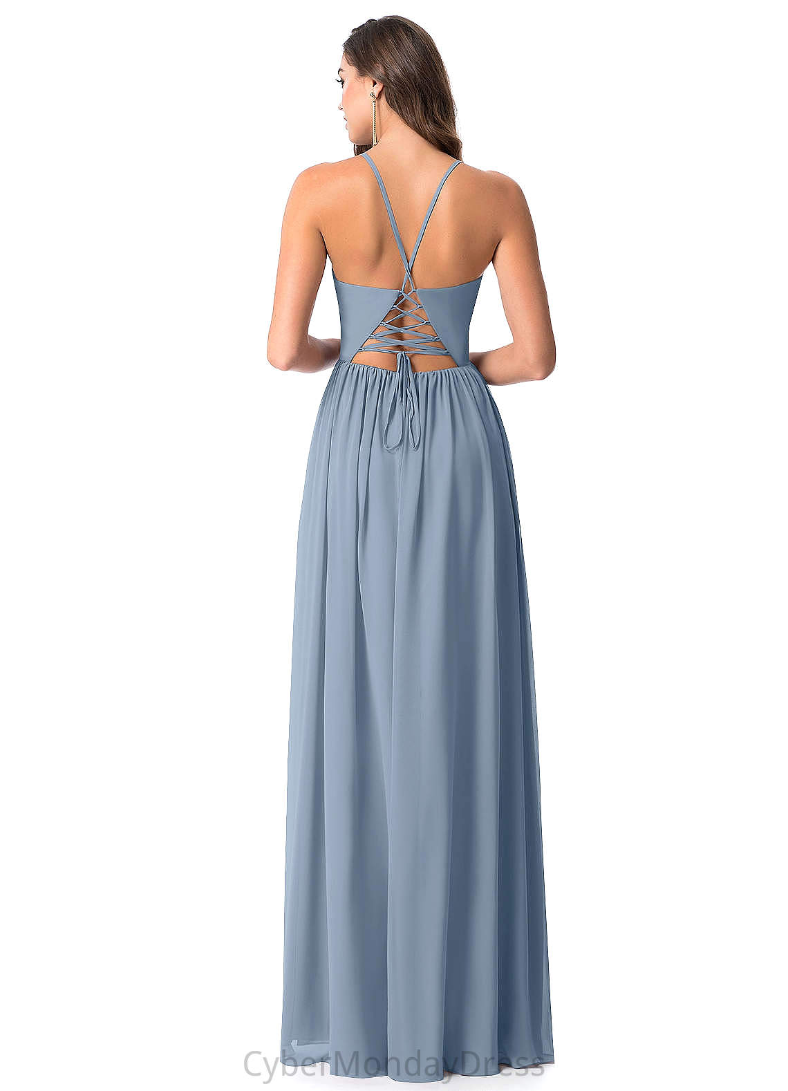 Lena A-Line/Princess Sleeveless Floor Length Natural Waist V-Neck Bridesmaid Dresses
