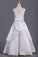 2022 Flower Girl Dresses A Line Straps Ankle Length Satin With Bowknot & Applique
