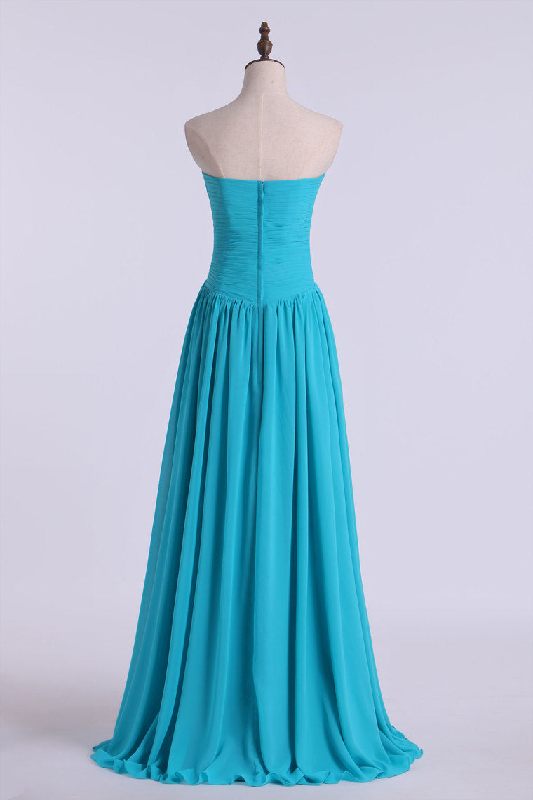2022 Prom Dresses A Line Floor Length Sweetheart Chiffon With Ruffles