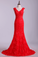 2022 V-Neck Tulle Evening Dresses Mermaid With Applique Sweep Train