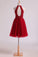 2022 Halter Homecoming Dresses A-Line Tulle Short/Mini Beaded Bodice Burgundy/Maroon