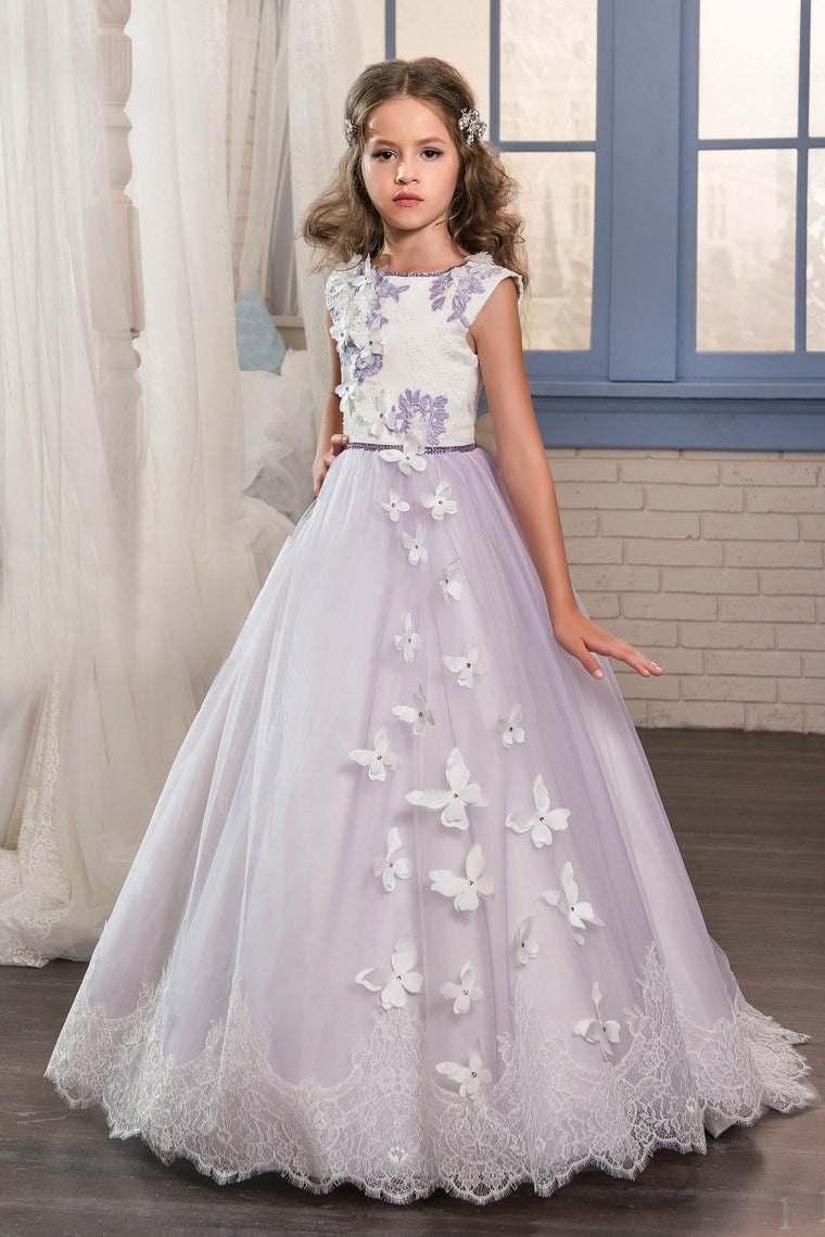 2024 Flower Girl Dresses A Line Scoop Tulle With Applique And Bow Knot