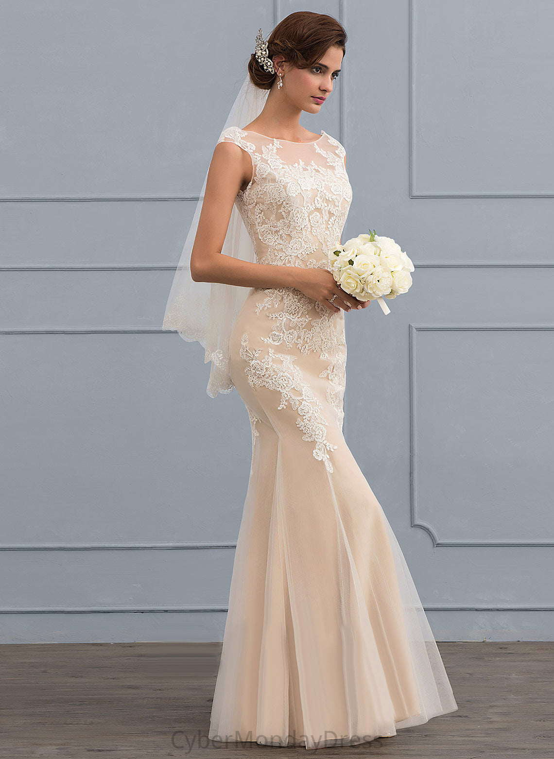 Wedding Dresses Dress Floor-Length Lace Trumpet/Mermaid Tulle Wedding Cassidy