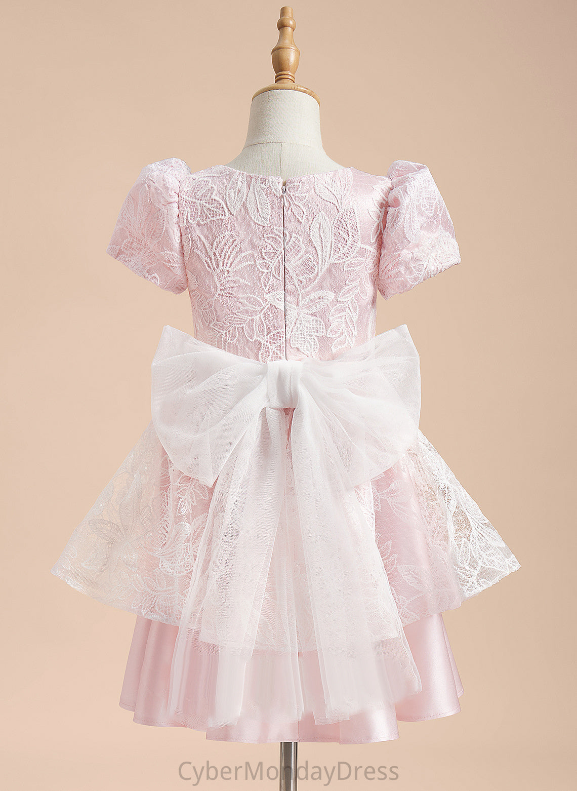 Girl Neck Satin/Tulle Katharine - Lace/Sequins/Bow(s) Sleeves Scoop With A-Line Flower Girl Dresses Dress Flower Short Knee-length