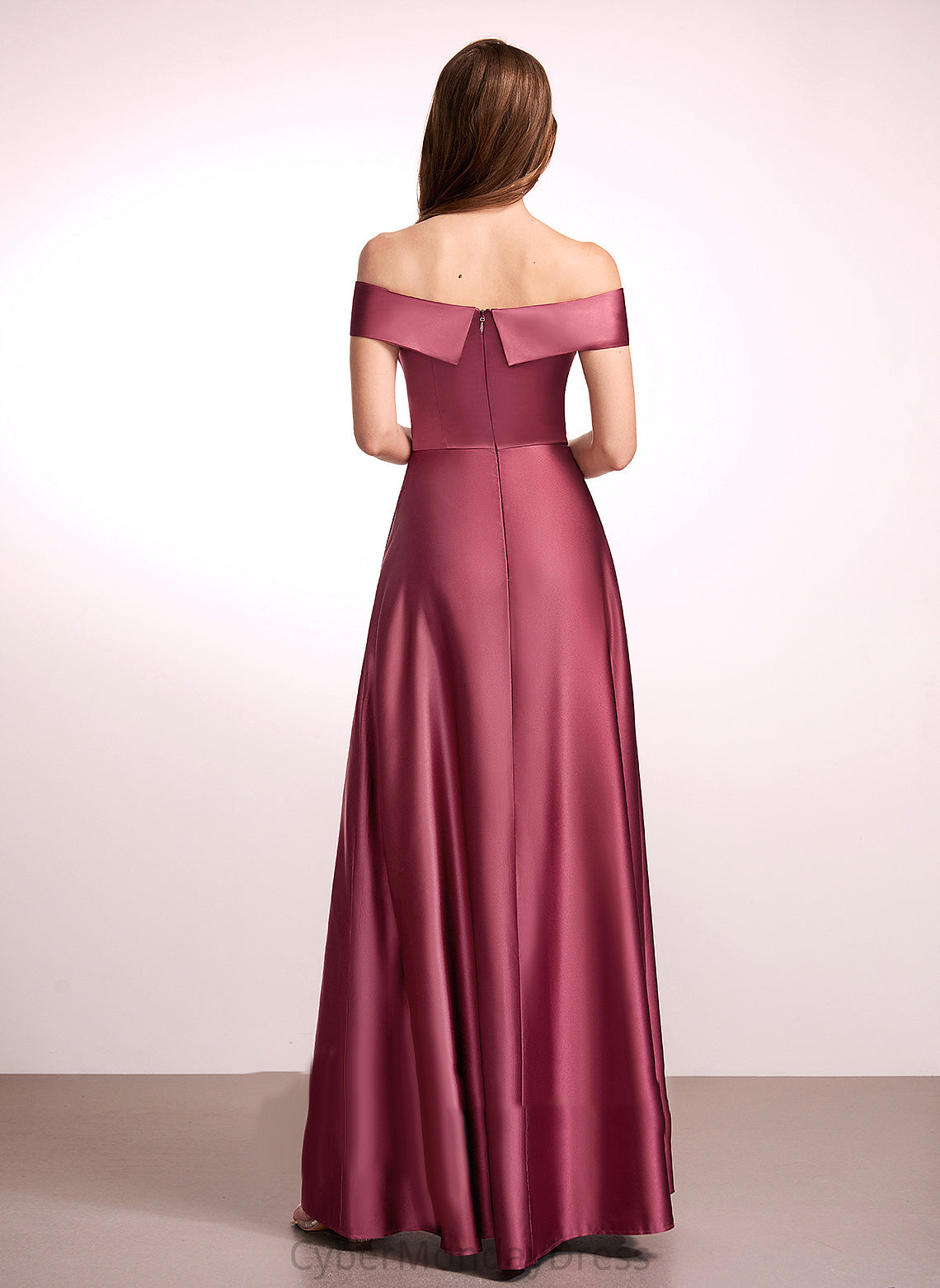 SplitFront Embellishment Fabric A-Line Silhouette Length Neckline Off-the-Shoulder Floor-Length Alisa Floor Length V-Neck Bridesmaid Dresses