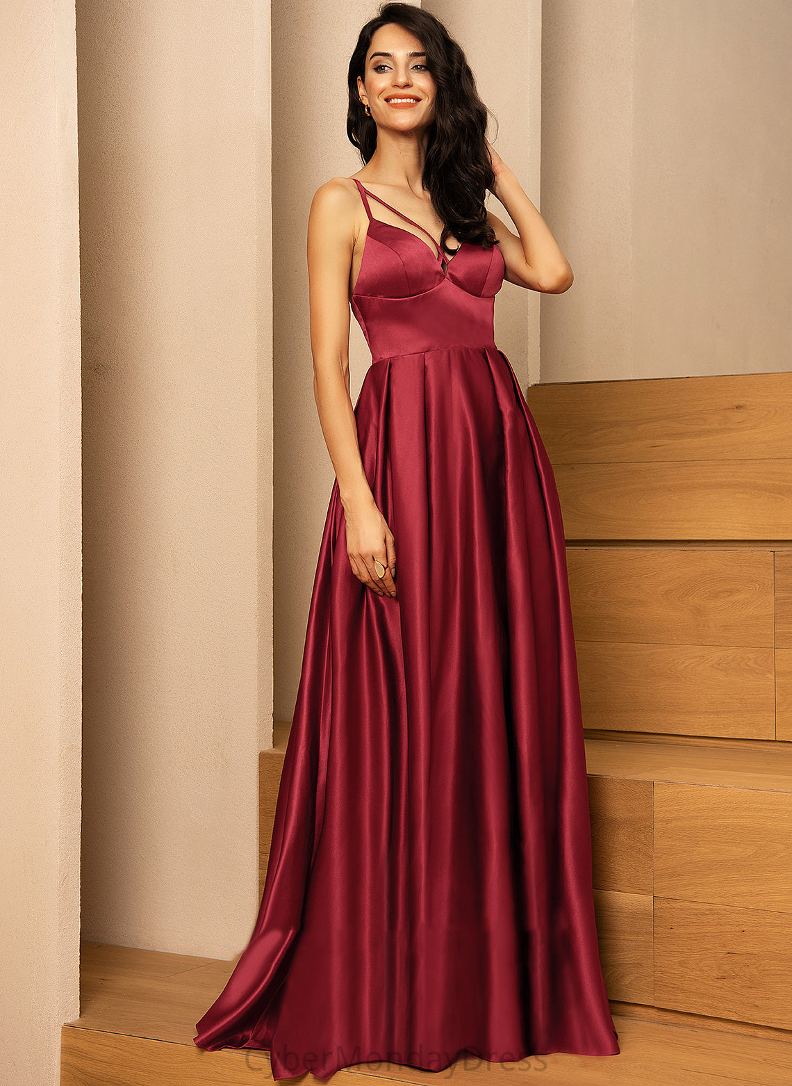 Satin Isabela V-Neck Formal Dresses Dresses A-line