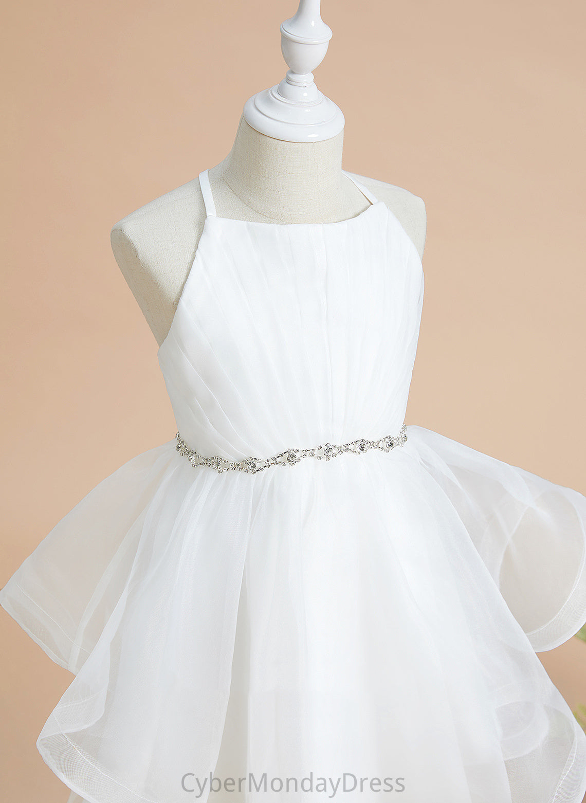 Tulle Genesis Girl Neckline Flower - Sleeveless Beading Knee-length Flower Girl Dresses Dress A-Line Square With